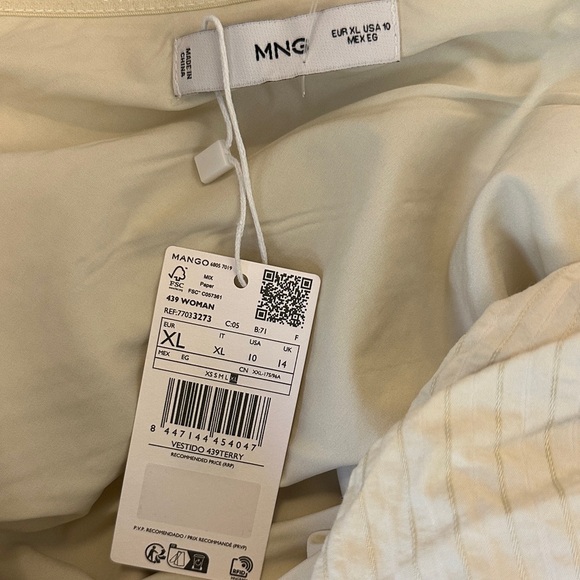 New with tags Mango cream stripe drape Strapless minidress - Picture 4 of 4